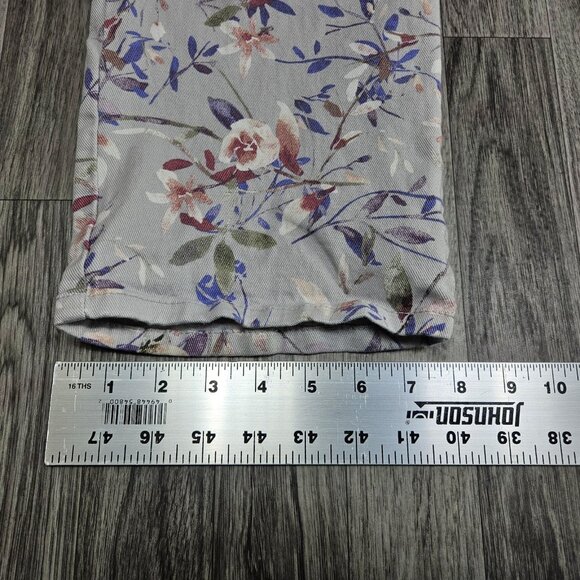 Gloria Vanderbilt Amanda Pants Womens 14 Short Gray Floral Print Stretch Jeans - Picture 12 of 12